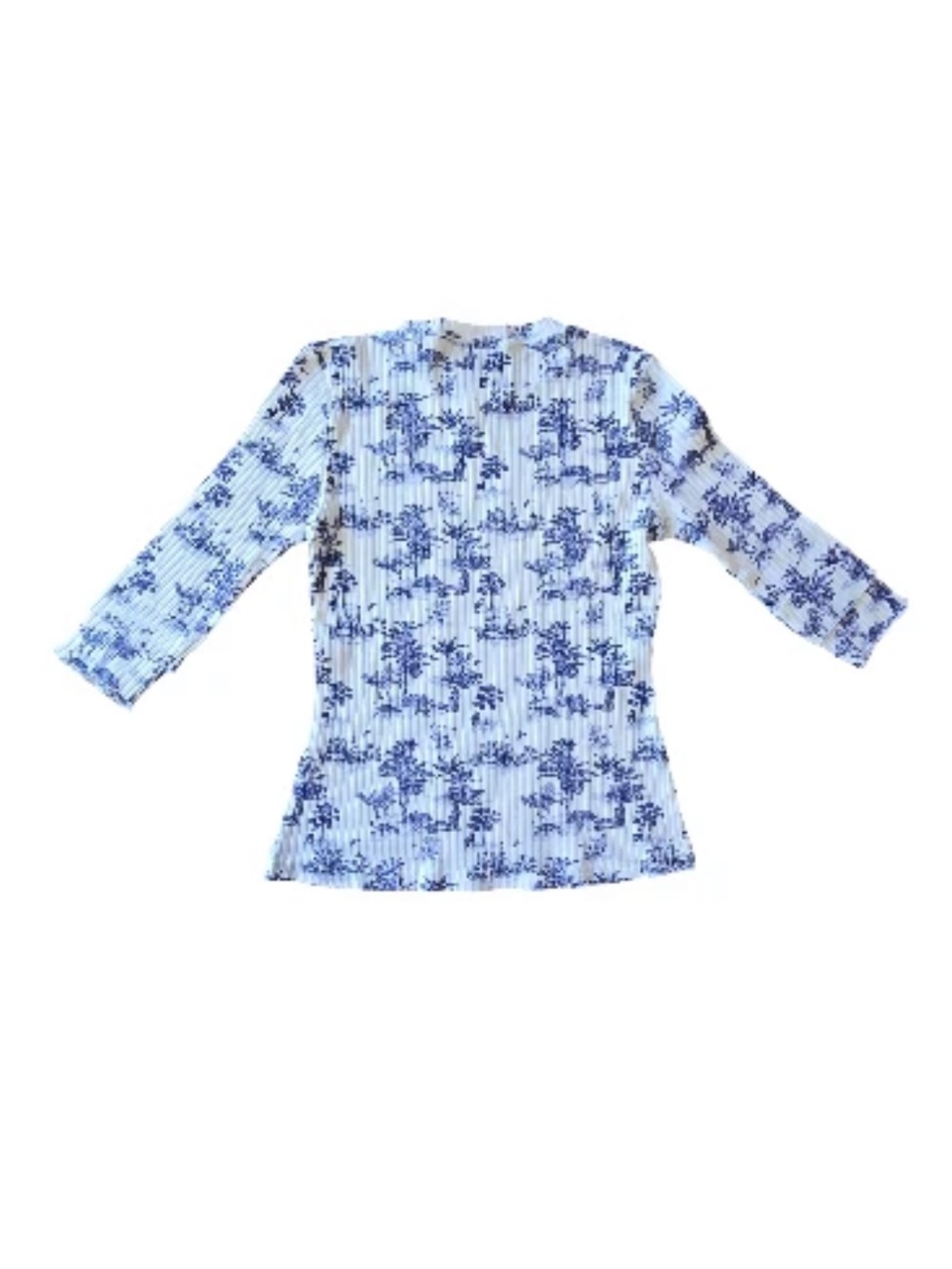 Aleeza Paris Abby Palm Toile Rib Knit Top Blue White Safari Print Small NWT - Picture 5 of 10
